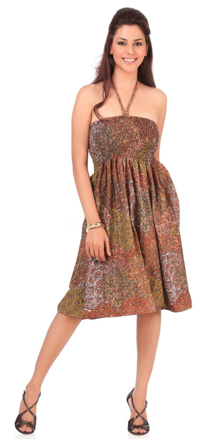 Short Brown Halter Dress